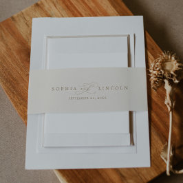 Romantische Goldkalligrafie | Hochzeit von Elfenbe Einladungsbanderole