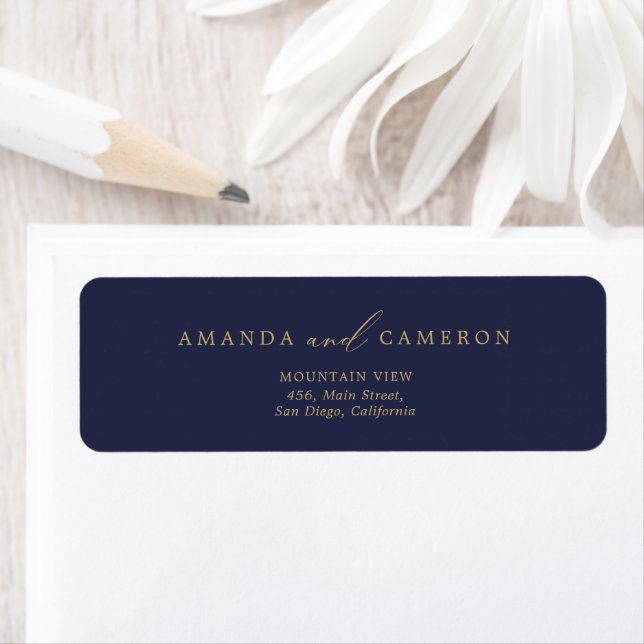 Romantische Goldkalligrafie-Hochzeitadresse (Insitu)