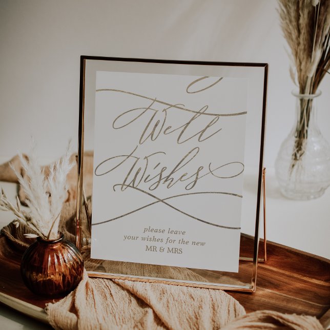 Romantische Goldkalligrafie-Hochzeiten wünscht sic Poster (Von Creator hochgeladen)