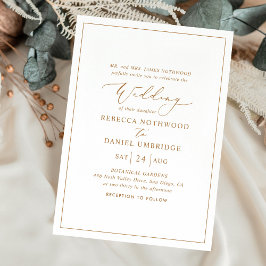 Romantische Goldkalligrafie-Hochzeitseinladungen Einladung