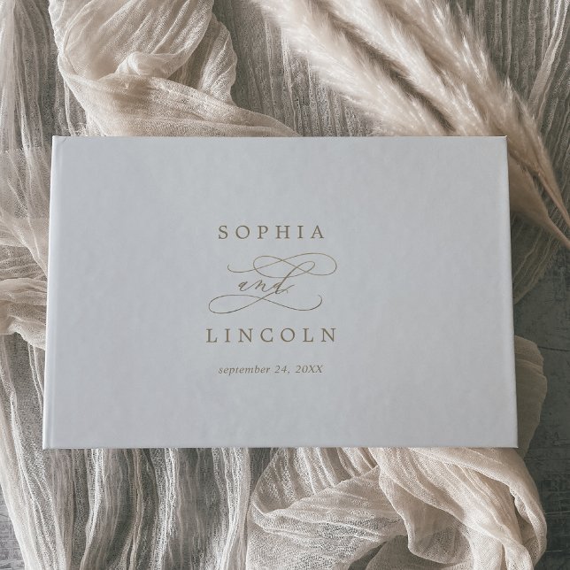 Romantische Goldkalligrafie-Mongram-Hochzeit Gästebuch (Von Creator hochgeladen)