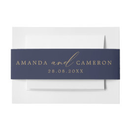 Romantische Goldkalligrafie Navy Blue Wedding Einladungsbanderole