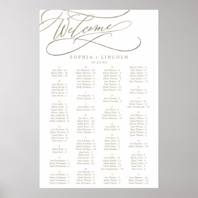 Romantische Goldkalligrafie-Seekarte Poster (Vorne)