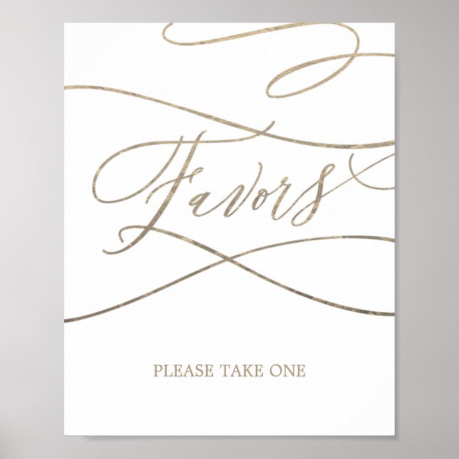 Romantische Goldkalligraphie-Gastgeschenke Hochzei Poster (Vorne)