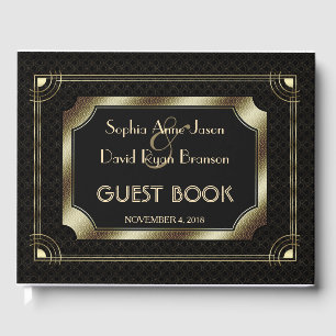Romantische Goldmedaille Gatsby Art Deco 20s Hochz Gästebuch