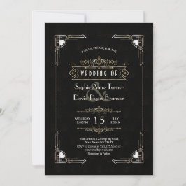 Romantische Goldmedaille Gatsby Art Deco Hochzeit Einladung