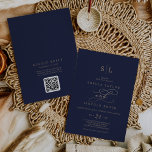 Romantische Goldmedaille Monogram QR Code Back Wed Einladung<br><div class="desc">Diese romantische Gold Marine Monogram QR Code Back Hochzeitseinladung ist perfekt für eine einfache Hochzeit. Das moderne klassische Design besticht durch extravagante Wirbel und skurrile Schnörkel mit herrlich eleganten, handgezeichneten Imitaten, die auf Champagner-Goldfolie-Typografie setzen. Rett Papier durch einen QR-Code für den Gast, um Details, UAWG oder beides anzuzeigen. Bitte beachten...</div>