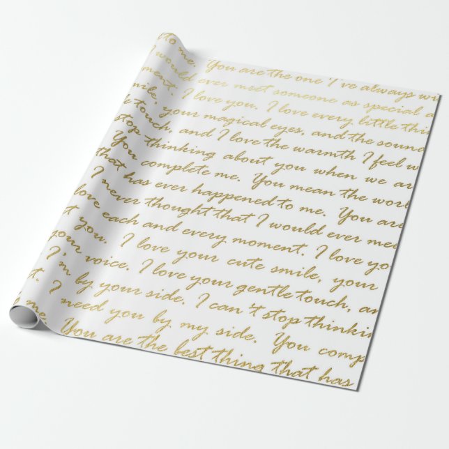Romantische Goldzeitschrift für Typografie Geschenkpapier (Ungerollt)