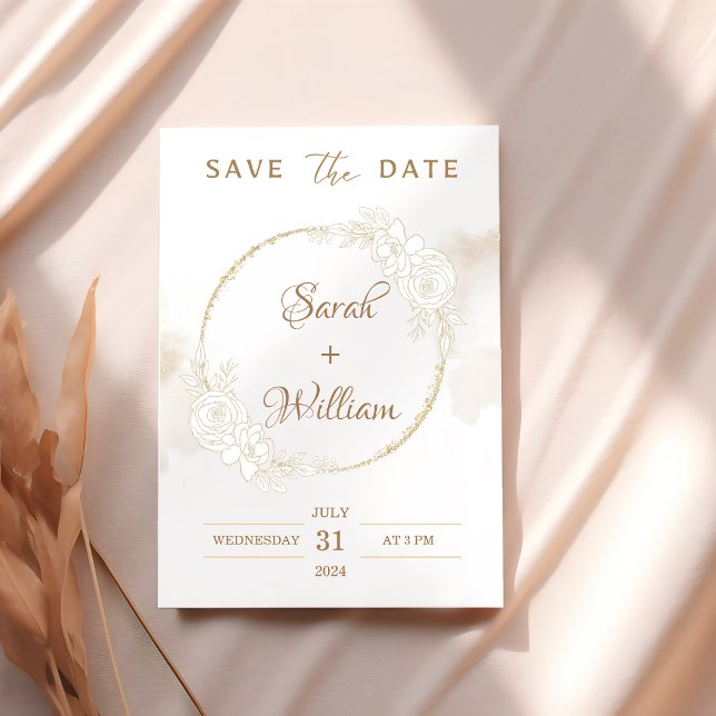 Romantische Golflorale Rose Elegante Save the Date Einladung (Von Creator hochgeladen)