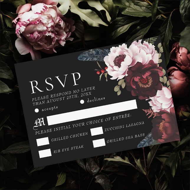Romantische Gothic Watercolor Raven Wedding RSVP Begleitkarte (Von Creator hochgeladen)
