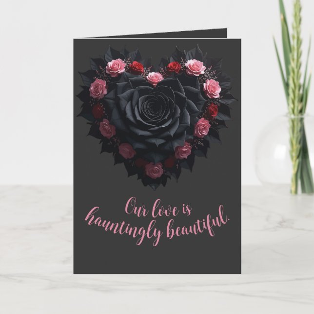 Romantische Gotik und melancholische Schwarze Rose Karte (Vorderseite)