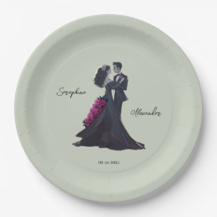 Romantische gotische Liebhaber Elegante Hochzeit Pappteller