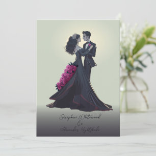 Romantische gotische Liebhaber-Minimal-Hochzeit Einladung