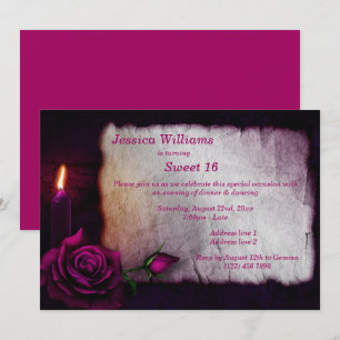 Romantische Gotische Rose & Candle Sweet 16 Einladung