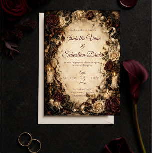Romantische gotische Rosenhochzeit Einladung