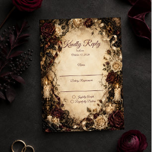 Romantische gotische Rosenhochzeit RSVP Karte