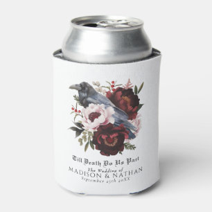 Romantische gotische Wasserfarbenraven-Hochzeit Dosenkühler