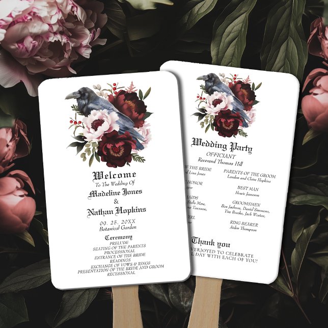 Romantische gotische Wasserfarbenraven-Hochzeit Fächer (Von Creator hochgeladen)