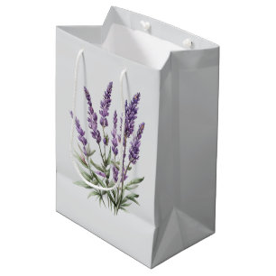 Romantische Grau Lila Lavendel Blumen Hochzeitsdus Mittlere Geschenktüte