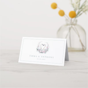 Romantische Grün-Schwan-Hochzeit Platzkarte