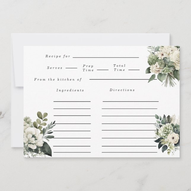 Romantische Grünanlage Beige Peony Wedding Rezept Einladung (Vorderseite)