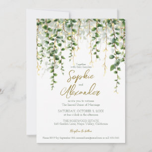 Romantische Grünanlage Garland Hochzeit Einladung
