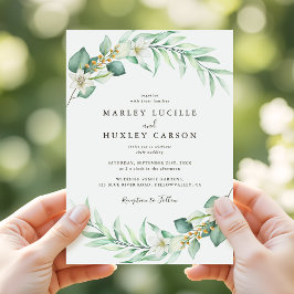 Romantische Grünanlage Wreath Elegante Hochzeit Einladung