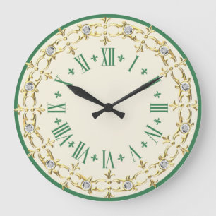 Romantische Gründekoration Große Wanduhr