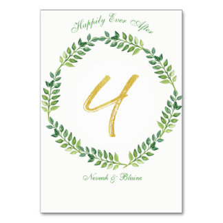 Romantische grüne Blätter - Hochzeitskarte 1 Ring Tischnummer