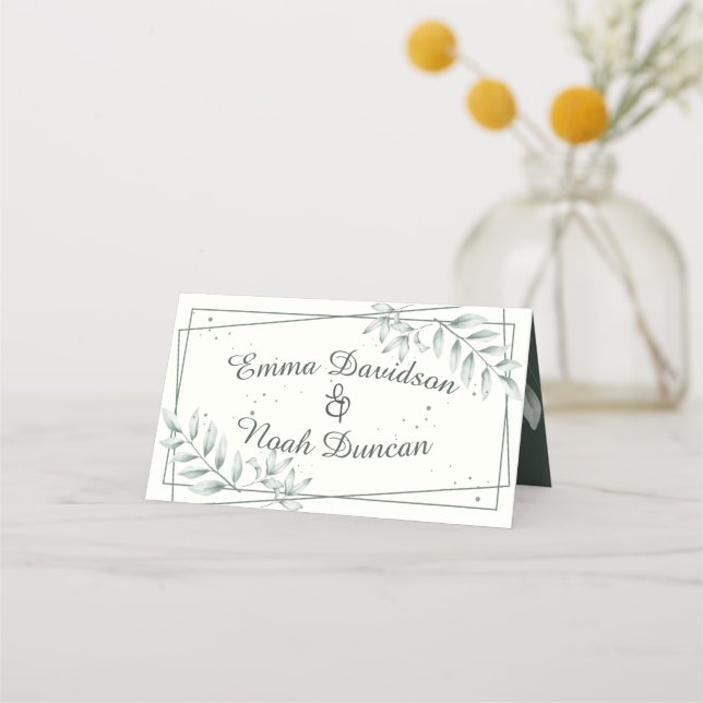 Romantische grüne Blätter Hochzeitstisch Nr. Platz Platzkarte (Vorderseite)
