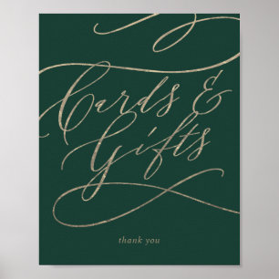 Romantische grüne Kalligrafie-Karten und Geschenke Poster