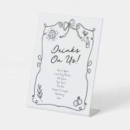 Romantische Hand Drawn Whimsical Wedding Black Sockelschild