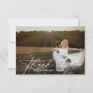 Romantische handgeschriebene Schrift Hochzeitsfoto Dankeskarte