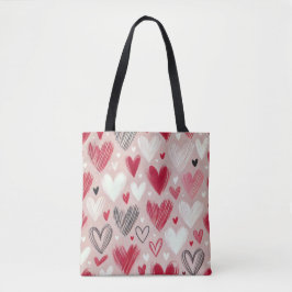 Romantische handGezeichnet Hearts Tote Tag Tasche