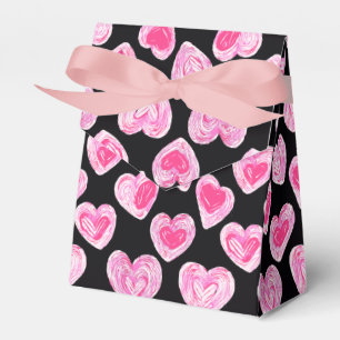 Romantische handgezeichnete rosafarbene Herzvalent Geschenkschachtel