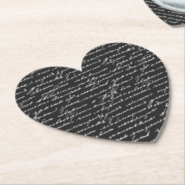 Romantische Handschrift Schwarz-weißes Herz Liebe Untersetzer