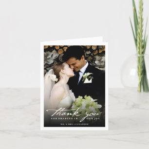 Romantische Handschrift Stilvolle Foto Hochzeit Dankeskarte