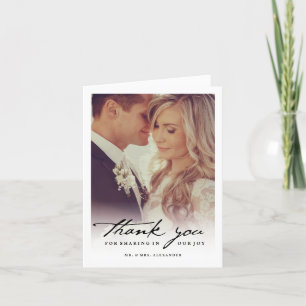 Romantische Handschrift Stilvolle Foto Hochzeit Dankeskarte