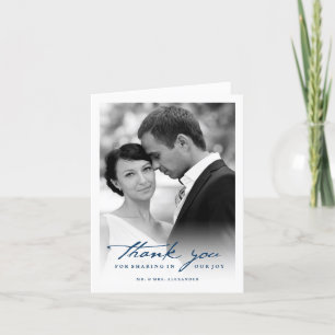 Romantische Handschrift Stilvolle Foto Hochzeit Dankeskarte
