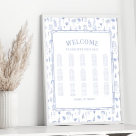 Romantische hellblaue Hochzeitskarte Poster