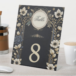 Romantische, helle Blume auf tiefblauem Hintergrun Sockelschild