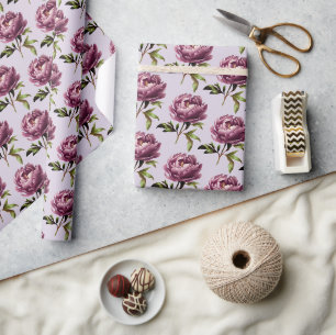 Romantische helle lavendel-lila Pfingstrosen Geschenkpapier