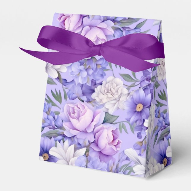 Romantische, hellviolette Blumen Geschenkschachtel (Vorderseite)