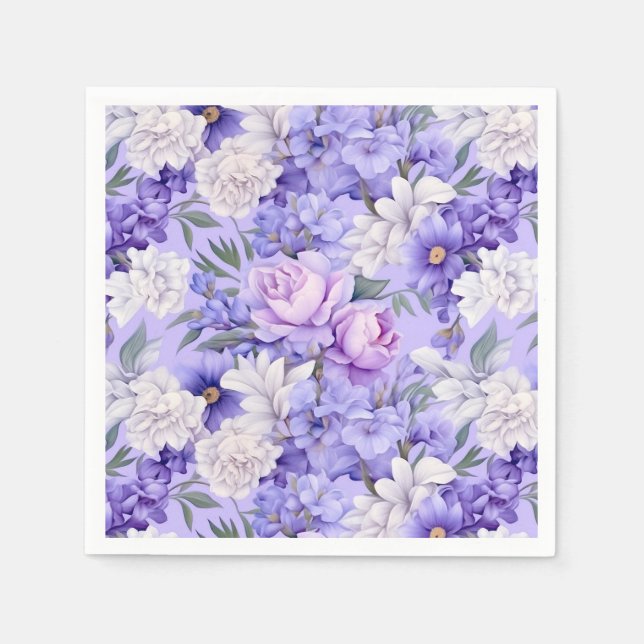 Romantische, hellviolette Blumen Serviette (Vorderseite)