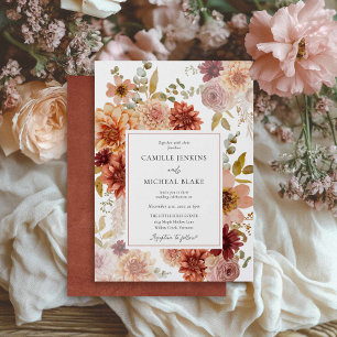 Romantische Herbst-Blumen-Hochzeitseinladung Einladung