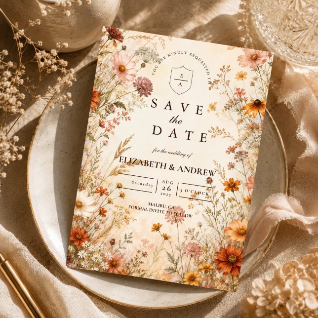 Romantische Herbst-Blumenhochzeit Save The Date (Von Creator hochgeladen)