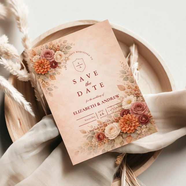 Romantische Herbst-Blumenhochzeit Save The Date (Von Creator hochgeladen)