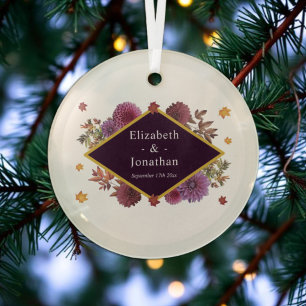 Romantische Herbst-Dahlien-Hochzeit Ornament Aus Glas