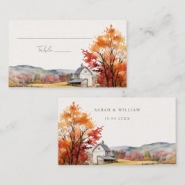 Romantische Herbstausanne Hochzeit Platzkarte