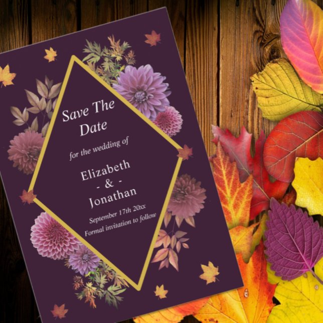 Romantische Herbstdahlia Hochzeit Save The Date (Von Creator hochgeladen)